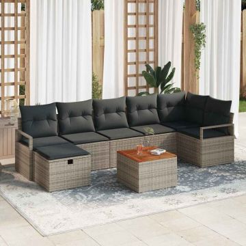vidaXL Sodo Sofų Rinkinys su pagalve 8 pcs Pilka poliratanas