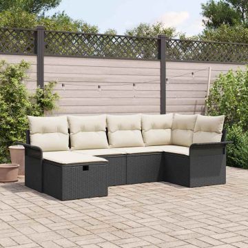 vidaXL Sodo Sofų Rinkinys su pagalve su saugykla 6 pcs Poli ratanas