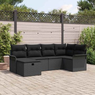 vidaXL Sodo Sofų Rinkinys su pagalve su saugykla 6 pcs Poli ratanas