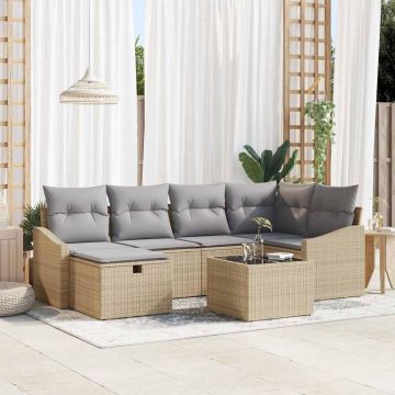 vidaXL Sofos komplektas su pagalve 7 pcs poliratanas