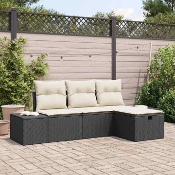 vidaXL Sofos komplektas su pagalve 4 pcs poliratanas