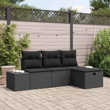 vidaXL Sofos komplektas su pagalve 4 pcs poliratanas