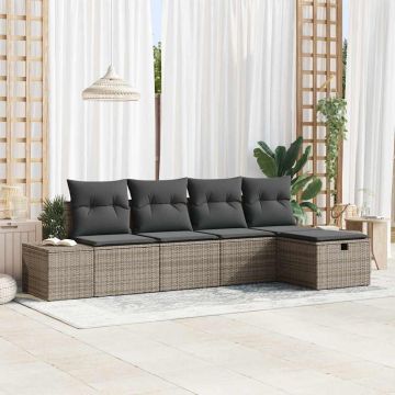 vidaXL Sofos komplektas su pagalve 5 pcs poliratanas