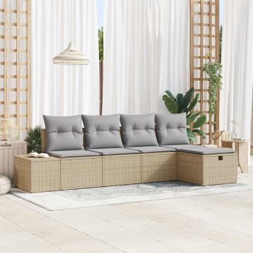 vidaXL Sofos komplektas su pagalve 5 pcs poliratanas