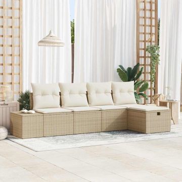 vidaXL Sofos komplektas su pagalve 5 pcs poliratanas