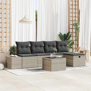 vidaXL Sofos komplektas su pagalve 6 pcs poliratanas