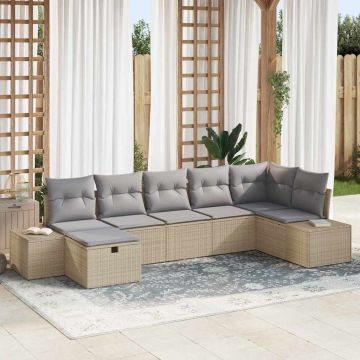 vidaXL Sofos komplektas su pagalve 7 pcs poliratanas