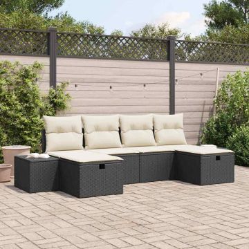 vidaXL Sodo Sofų Rinkinys su pagalve su saugykla 6 pcs poliratanas