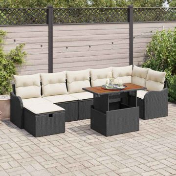vidaXL Sodo Sofų Rinkinys su saugykla 8 pcs Juoda Poli ratanas