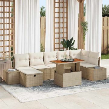 vidaXL Sodo Sofų Rinkinys 8 pcs Smėlio poliratanas