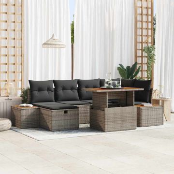 vidaXL Sodo Sofų Rinkinys 7 pcs Pilka poliratanas