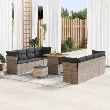 vidaXL Sodo Sofų Rinkinys 11 pcs Pilka poliratanas