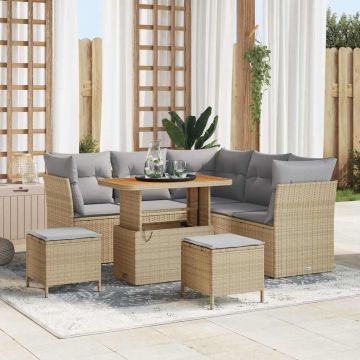 vidaXL Sodo Sofų Rinkinys 8 pcs Smėlio poliratanas