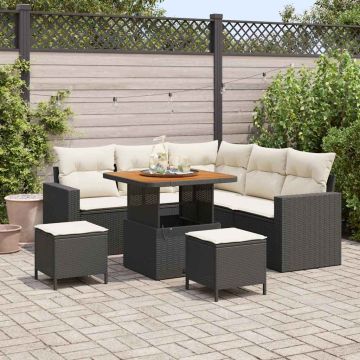 vidaXL Sodo Sofų Rinkinys 8 pcs Juoda poliratanas