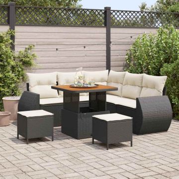 vidaXL Sodo Sofų Rinkinys 8 pcs Juoda poliratanas