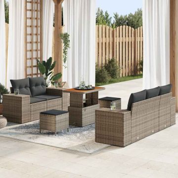 vidaXL Sodo Sofų Rinkinys 8 pcs Pilka poliratanas