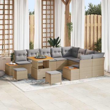 vidaXL Sodo Sofų Rinkinys 12 pcs Smėlio poliratanas