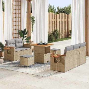 vidaXL Sodo Sofų Rinkinys su pagalve 8 pcs Bežinė ir šviesiai pilka