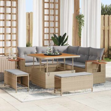 vidaXL Sodo Sofų Rinkinys su pagalve 8 pcs Bežinė ir šviesiai pilka