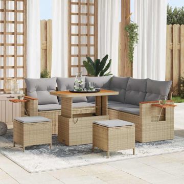 vidaXL Sodo Sofų Rinkinys su pagalve 8 pcs Bežinė ir šviesiai pilka