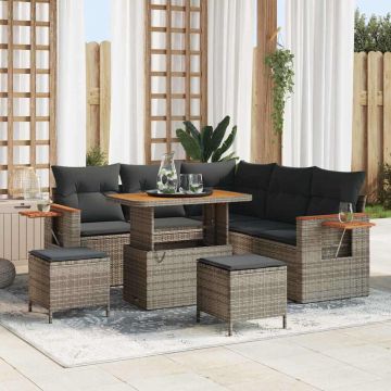 vidaXL Sodo Sofų Rinkinys su pagalve 8 pcs Pilka