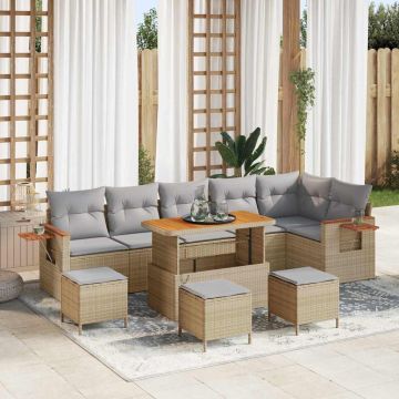 vidaXL Sodo Sofų Rinkinys su pagalve 10 pcs Bežinė ir šviesiai pilka