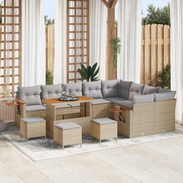 vidaXL Sodo Sofų Rinkinys su pagalve 13 pcs Bežinė ir šviesiai pilka