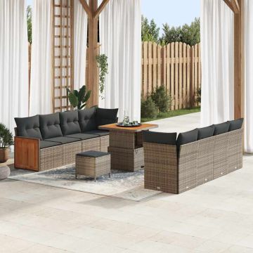 vidaXL Sodo Sofų Rinkinys su pagalve 11 pcs Pilka