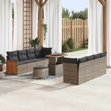 vidaXL Sodo Sofų Rinkinys su pagalve 11 pcs Pilka