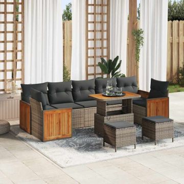 vidaXL Sodo Sofų Rinkinys su pagalve 10 pcs Pilka