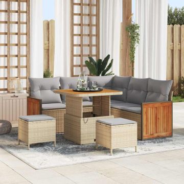 vidaXL Sodo Sofų Rinkinys su pagalve 8 pcs Bežinė ir šviesiai pilka