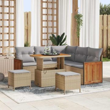 vidaXL Sodo Sofų Rinkinys su pagalve 8 pcs Bežinė ir šviesiai pilka