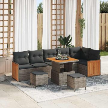 vidaXL Sodo Sofų Rinkinys su pagalve 9 pcs Pilka
