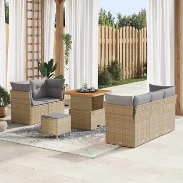 vidaXL Sodo Sofų Rinkinys 8 pcs smėlio ir šviesiai pilkos spalvos