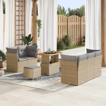 vidaXL Sodo Sofų Rinkinys 8 pcs smėlio ir šviesiai pilkos spalvos