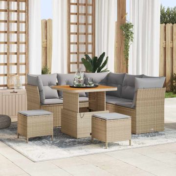 vidaXL Sodo Sofų Rinkinys 8 pcs smėlio ir šviesiai pilkos spalvos