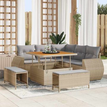 vidaXL Sodo Sofų Rinkinys 8 pcs smėlio ir šviesiai pilkos spalvos