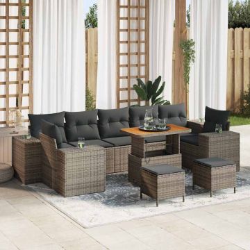 vidaXL Sodo Sofų Rinkinys su pagalve su saugykla 10 pcs Pilka