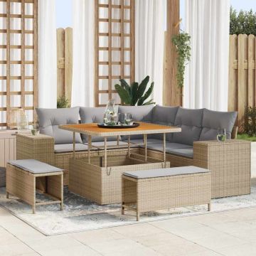 vidaXL Sodo Sofų Rinkinys su pagalve 8 pcs Bežinė ir šviesiai pilka