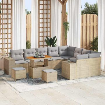vidaXL Sodo Sofų Rinkinys su pagalve 12 pcs Bežinė ir šviesiai pilka