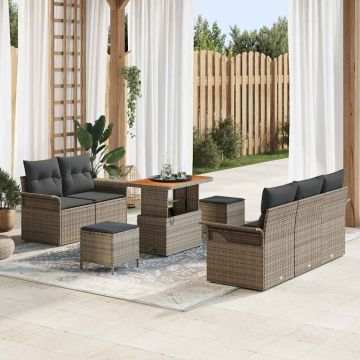 vidaXL Sodo Sofų Rinkinys su pagalve su saugykla 8 pcs Pilka