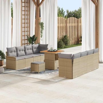 vidaXL Sodo Sofų Rinkinys su pagalve 11 pcs Bežinė ir šviesiai pilka