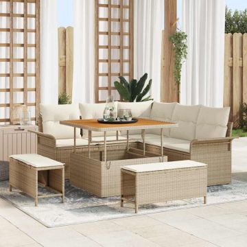 vidaXL Sodo Sofų Rinkinys su pagalve 8 pcs Bežinė ir kreminė