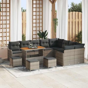 vidaXL Sodo Sofų Rinkinys su pagalve su saugykla 13 pcs Pilka