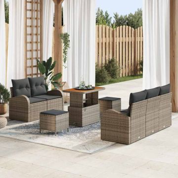 vidaXL Sodo Sofų Rinkinys su pagalve su saugykla 8 pcs Pilka