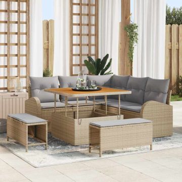 vidaXL Sodo Sofų Rinkinys su pagalve 8 pcs Bežinė ir šviesiai pilka
