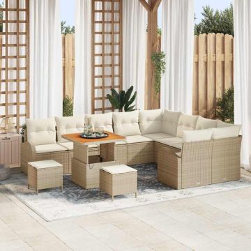 vidaXL Sodo Sofų Rinkinys su pagalve 12 pcs Bežinė ir kreminė