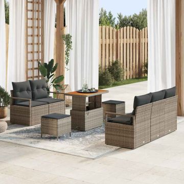 vidaXL Sodo Sofų Rinkinys su pagalve su saugykla 8 pcs Pilka