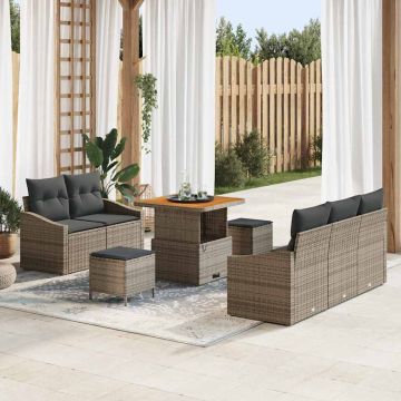 vidaXL Sodo Sofų Rinkinys su pagalve su saugykla 8 pcs Pilka