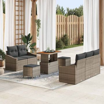 vidaXL Sodo Sofų Rinkinys su pagalve su saugykla 8 pcs Pilka